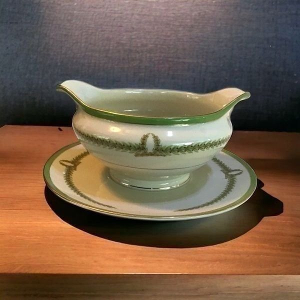 Gravy Boat with Attached Underplate Baronet Lyric Bohemia Czech