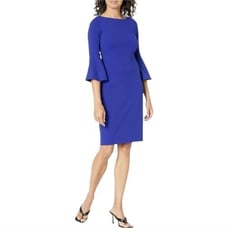 Calvin Klein Sheath Dress Size 20W Bell Sleeve Boat Neck Exposed Zipper New!