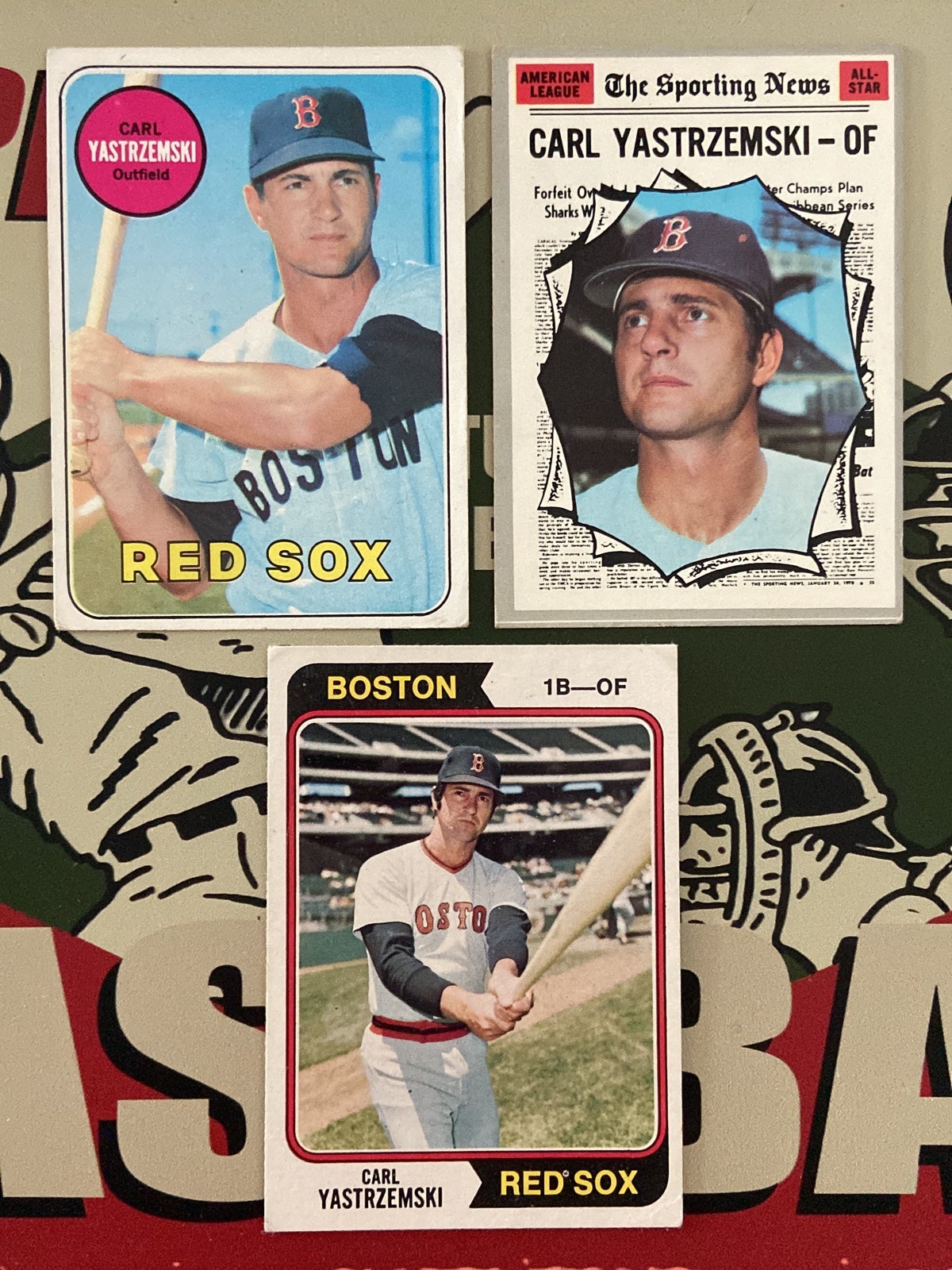 Carl Yastrzemski HOF 3-card Lot incl 1969 1970 1974