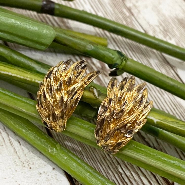 Sterling Diamond Cut Feather Earrings