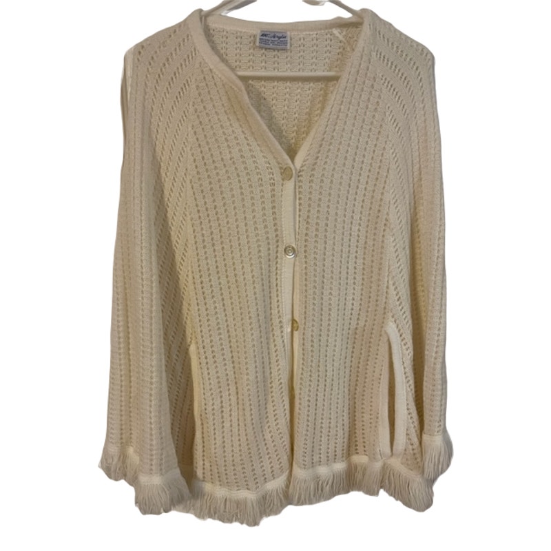 Vintage Button Cape Cream Color One Size EUC