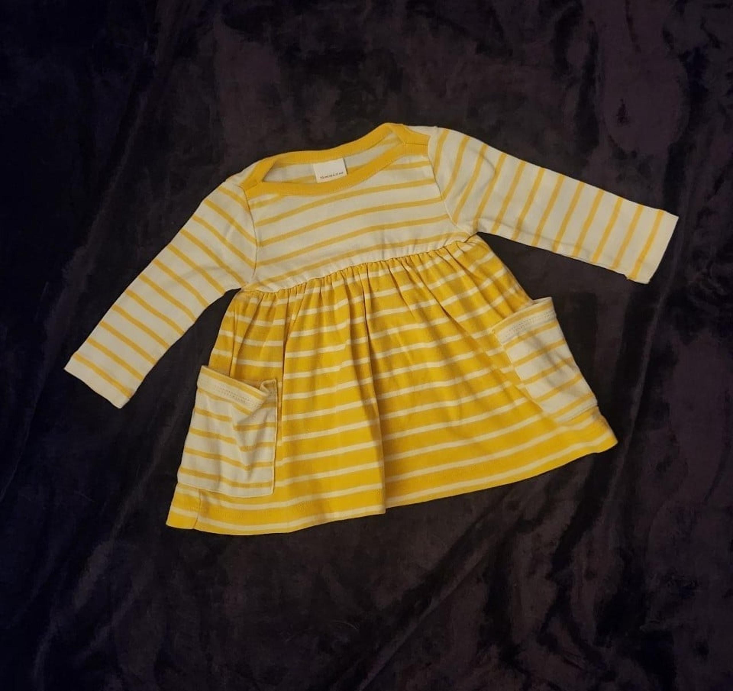 Yellow & White Striped Dress (6-12M)