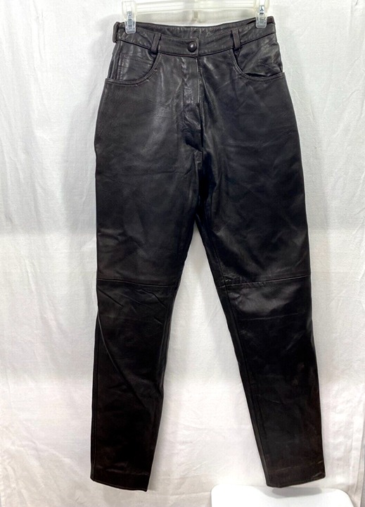 Vintage EQUIP Leather Pants Women 8 Choc Brown Buttery Soft High Rise Y2K Retro