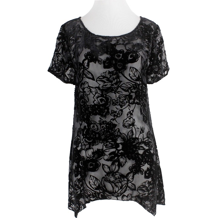 4 Love And Liberty NEW 214 Sz S Black Burn Out Velvet Top