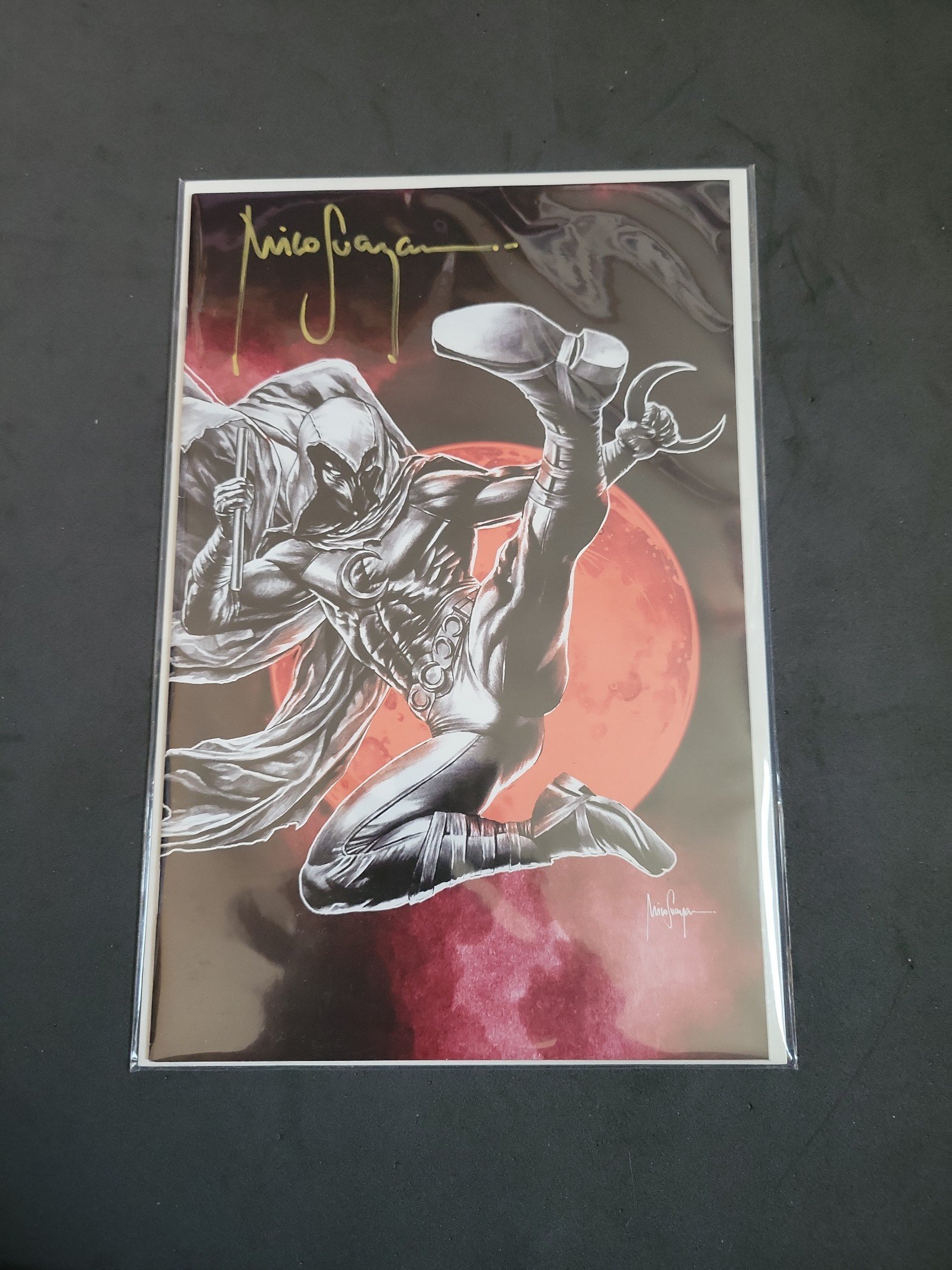 MOON KNIGHT BLACK WHITE BLOOD 1 VIRGIN SIGNED WITH COA