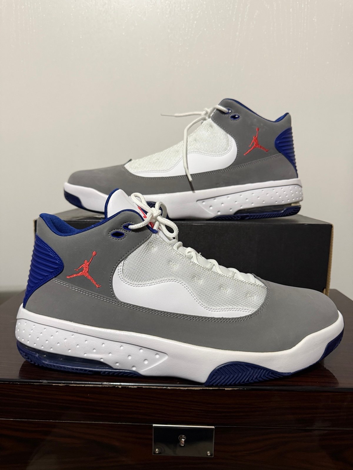 Nike Air Jordan Max Aura 2 Grey Royal Blue Men's Size 14 Basketball CK6636-004