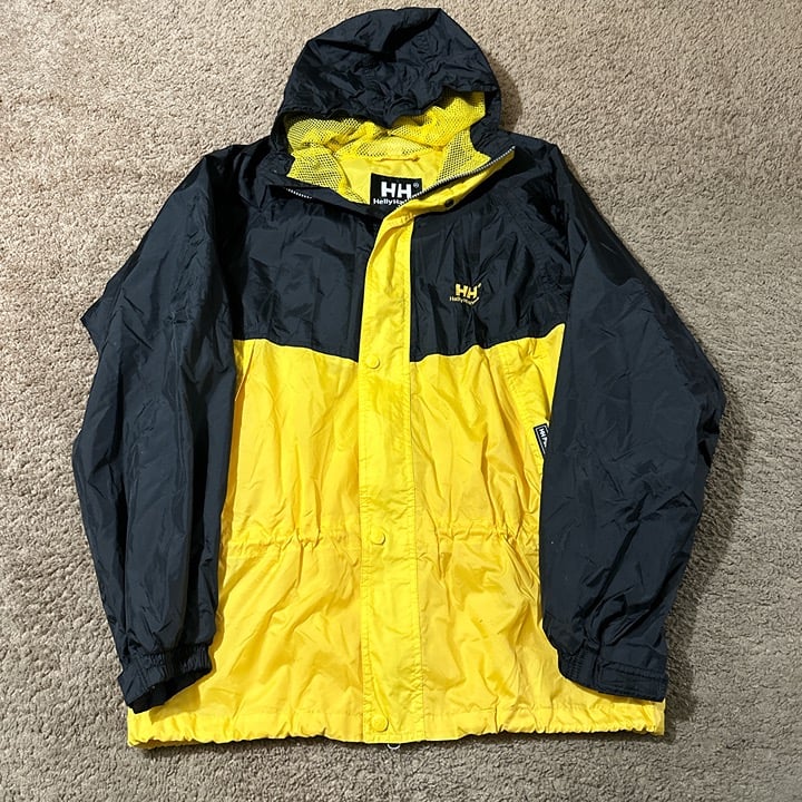 Helly Hansen yellow and black windbreaker jacket men’s small