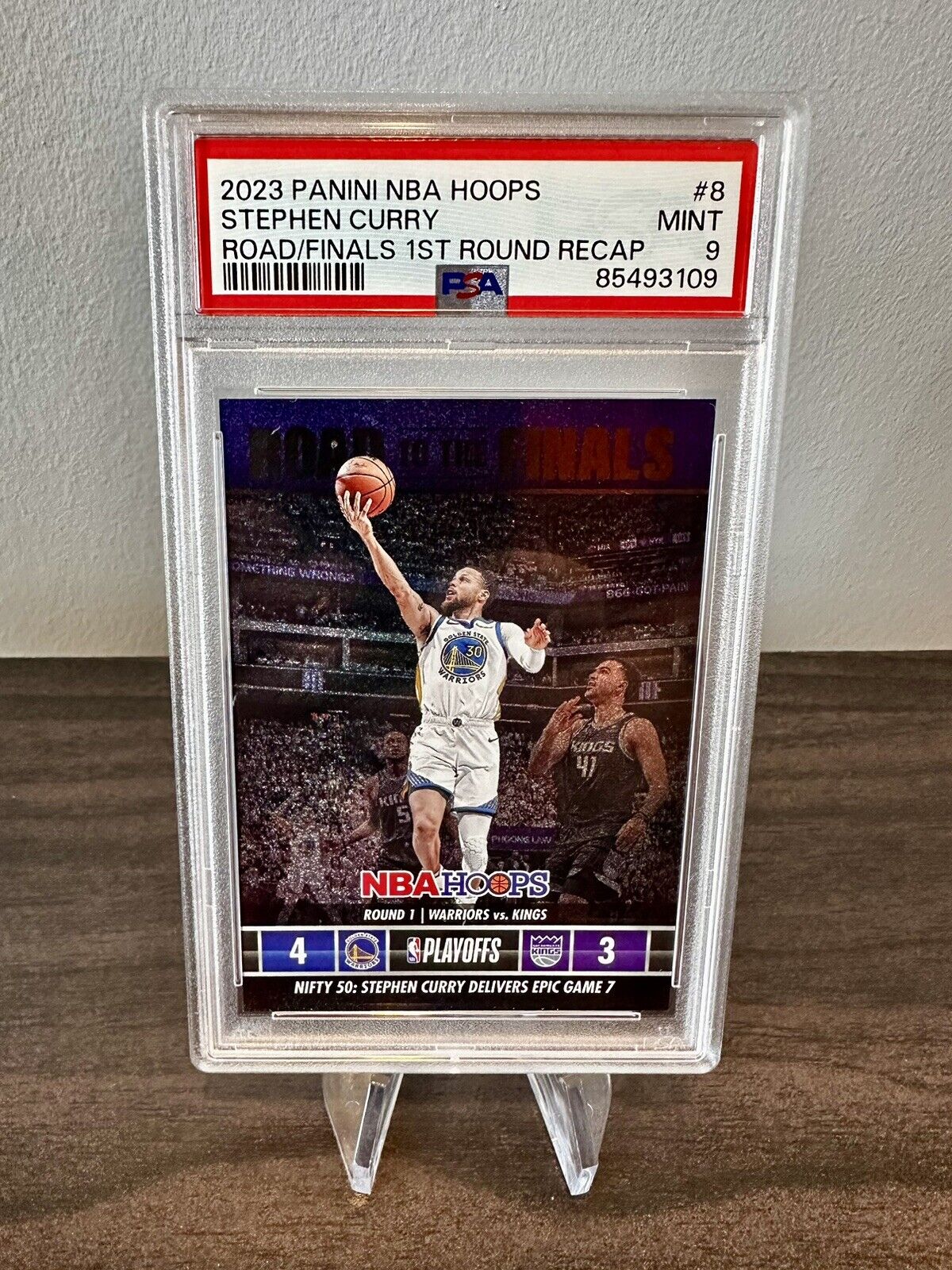 23-24 NBA Hoops Stephen Curry “Road to the Finals” Insert #8 Warriors PSA 9