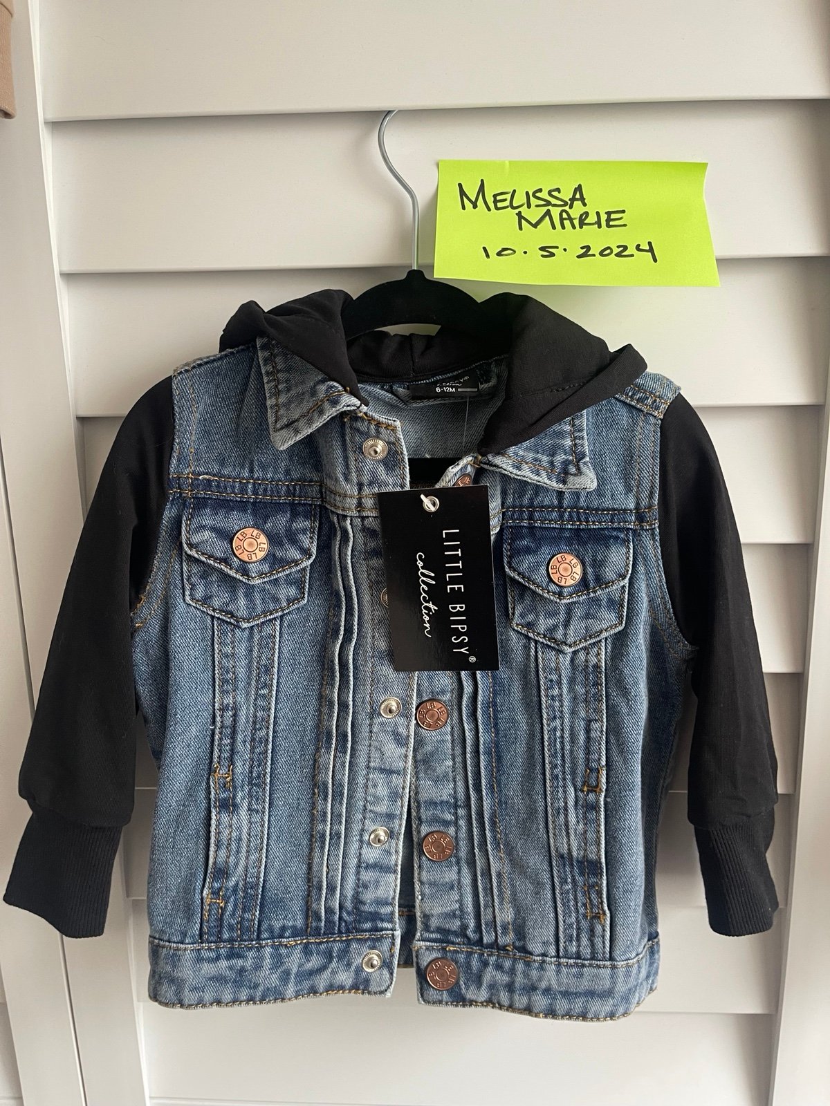 Little Bipsy Hooded Denim Jacket Black Hood