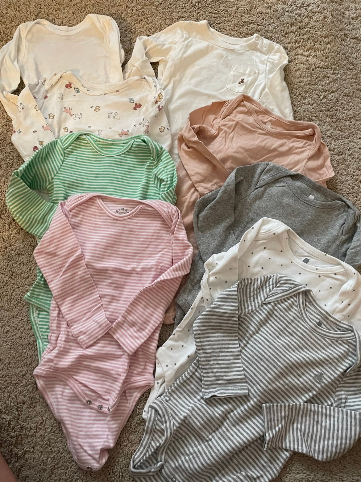Primary and Baby Gap 9pc Long Sleeve Onsies 18-24mo