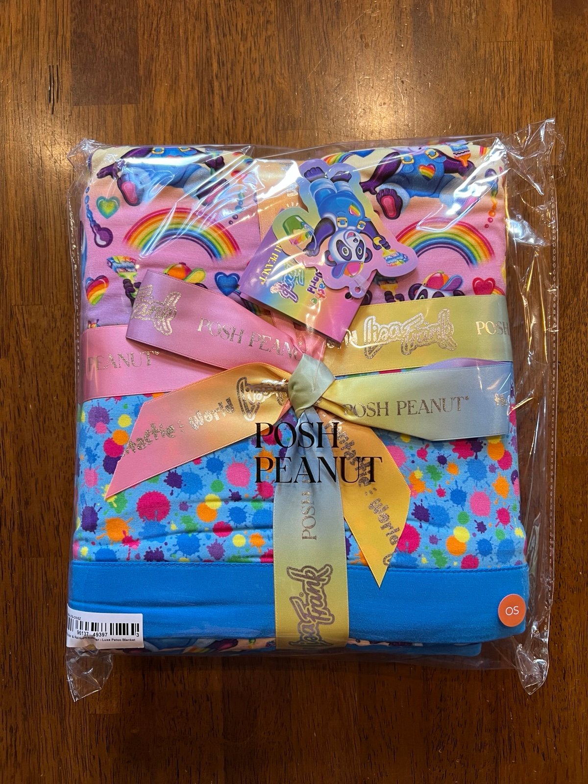 Posh Peanut Lisa Frank Panda Painter & Rainbow Splatter Luxe Patoo Blanket
