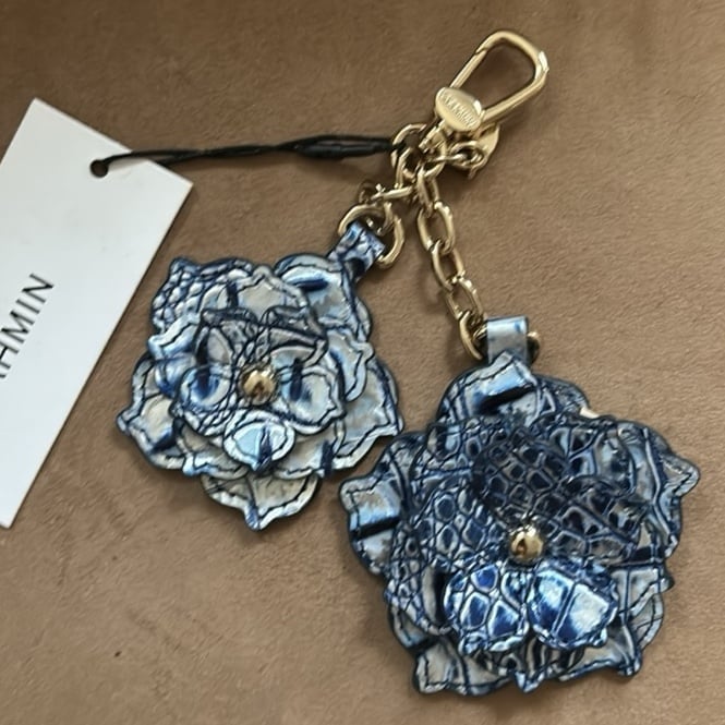 Brahmin dual magnolia charm bag tassel coastal blue