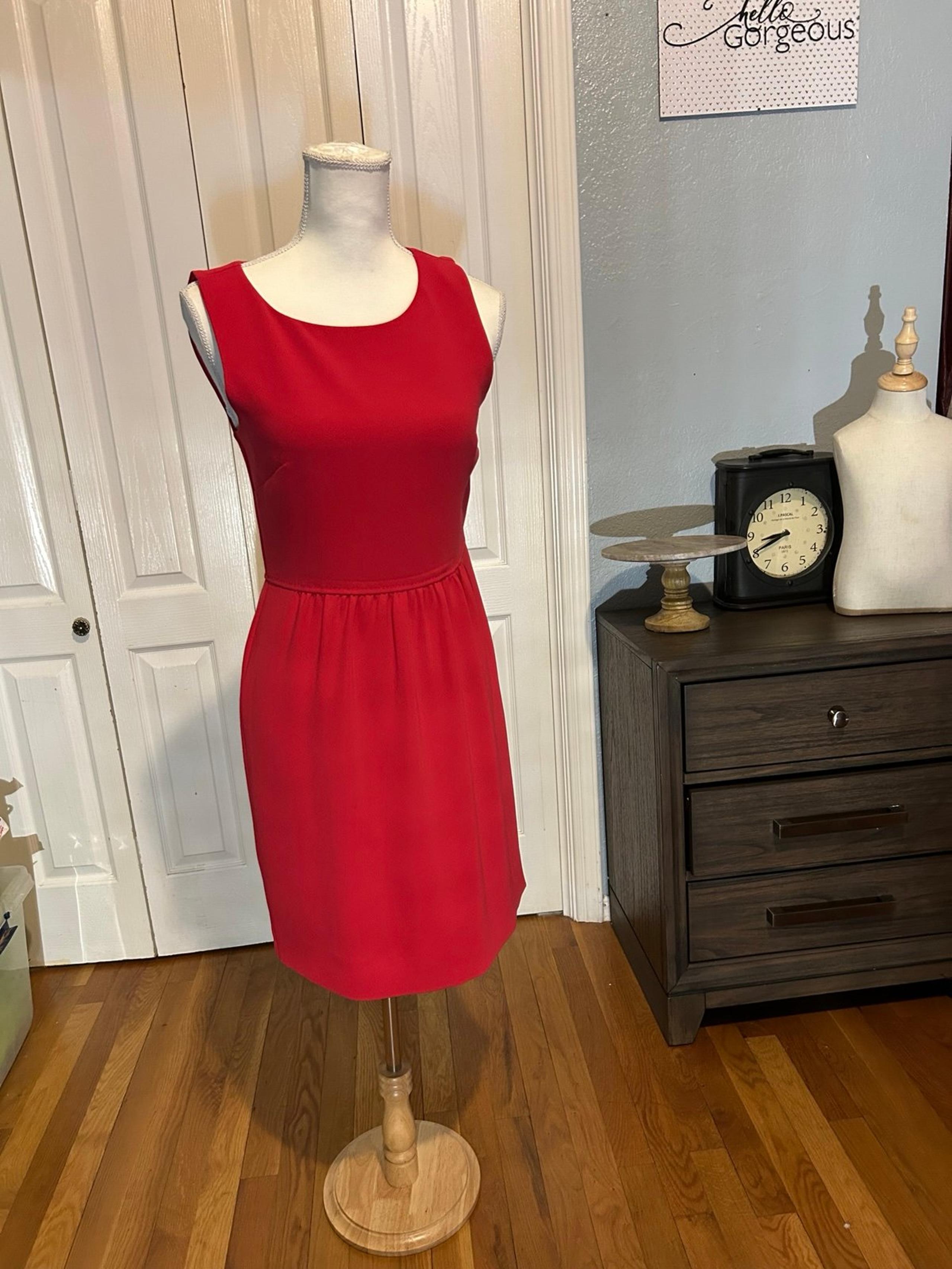 J Crew Fit & Flare Red Knee Length Dress in Women’s Size XS NWOT