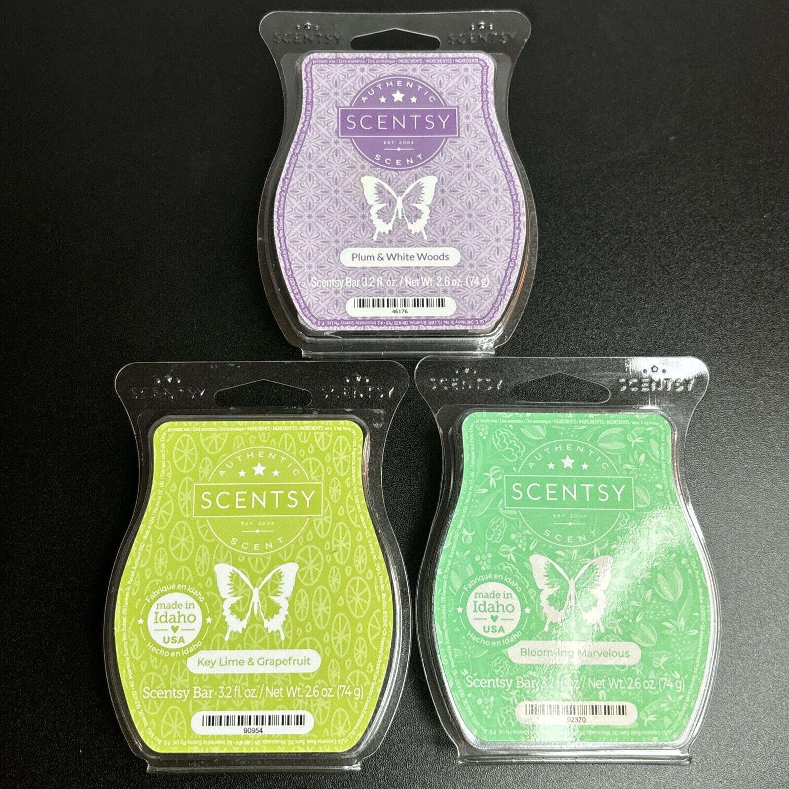 Scentsy Wax Bars Lot Key Lime & Grapefruit - Plum & White Woods - Blooming Marve