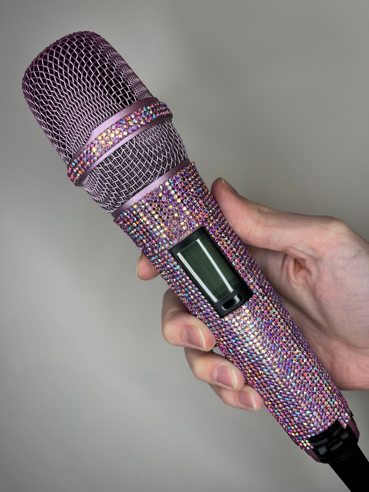 Wireless Professional Mic System - Lilac AB Rhinestone Sparkly Microphone