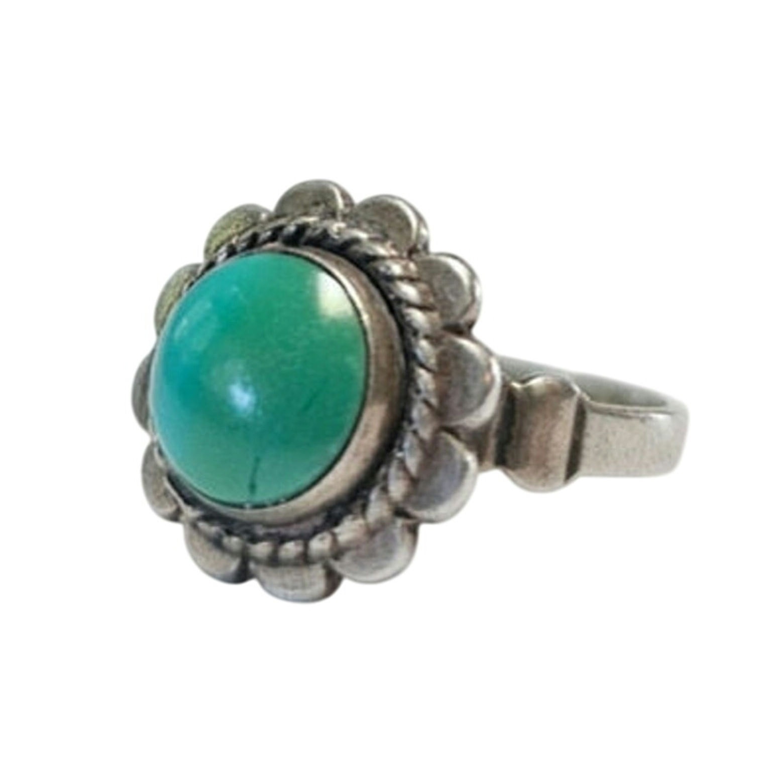 Vintage Turquoise Blossom Ring Sterling Bell Trading Post Ring ca 1960s