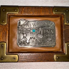 Discover New Mexico USA 1988 Belt Buckle Bostock Buckle Co. USA Framed