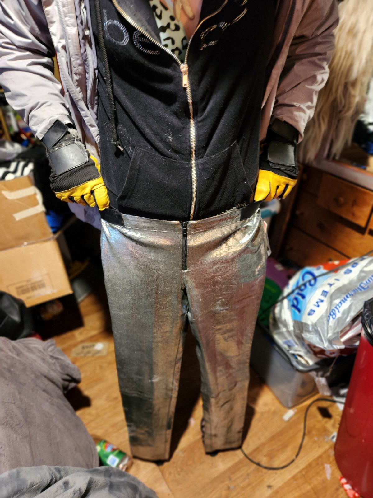 Silver disco ball pants