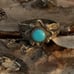 NATIVE/VINTAGE - Rd. Turquoise, Sawtooth Set Round Cabochon RingW/Native Designs