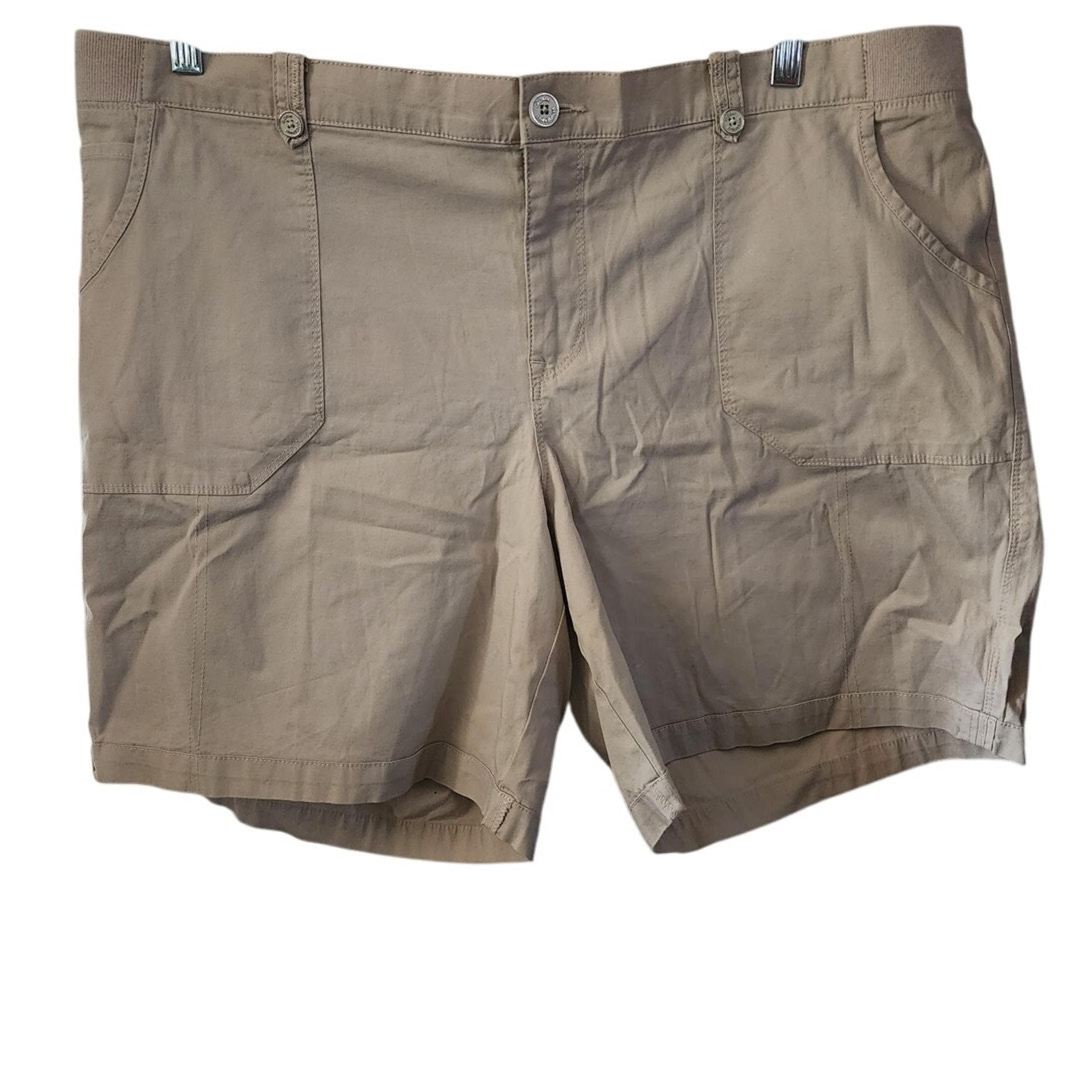 Gloria Vanderbilt Womens Tan Shorts Front Pockets Plus Size 20W
