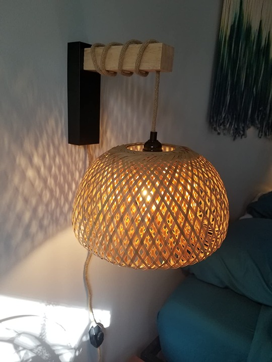Rattan Wall Sconces Set of Two Plug in,Farmhouse Plug in Wall Sconces