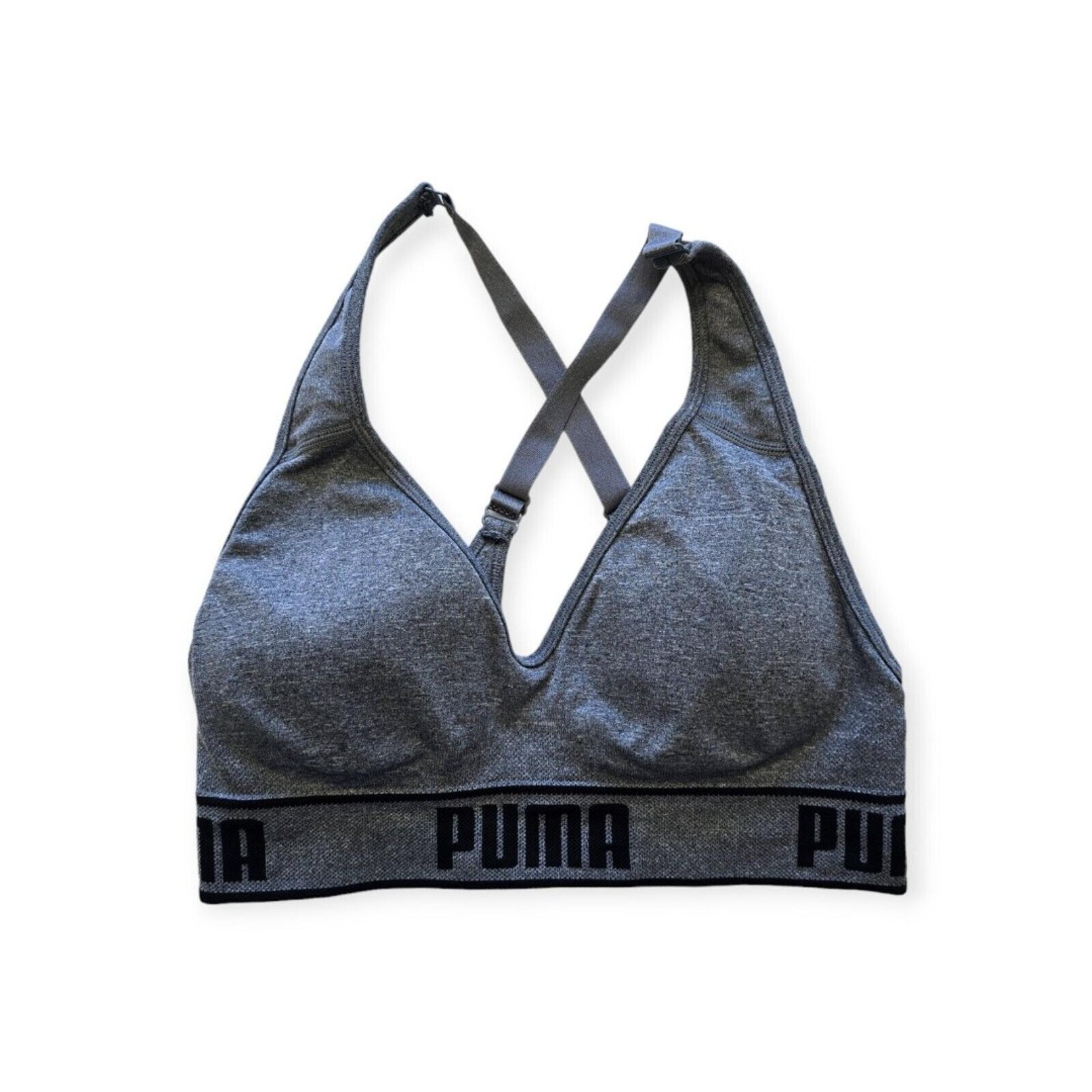Puma Gray Padded Adjustable Straps Sports Bra Women's Small