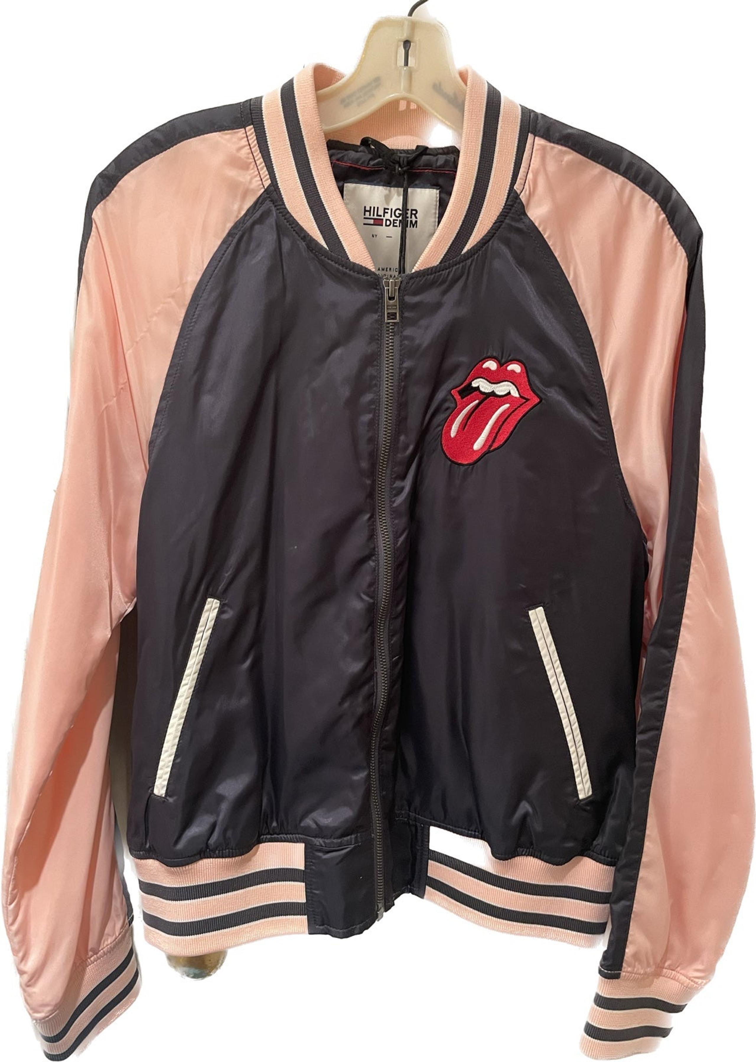 Hilfiger Denim brand official Rolling Stones Satin Bomber Jacket