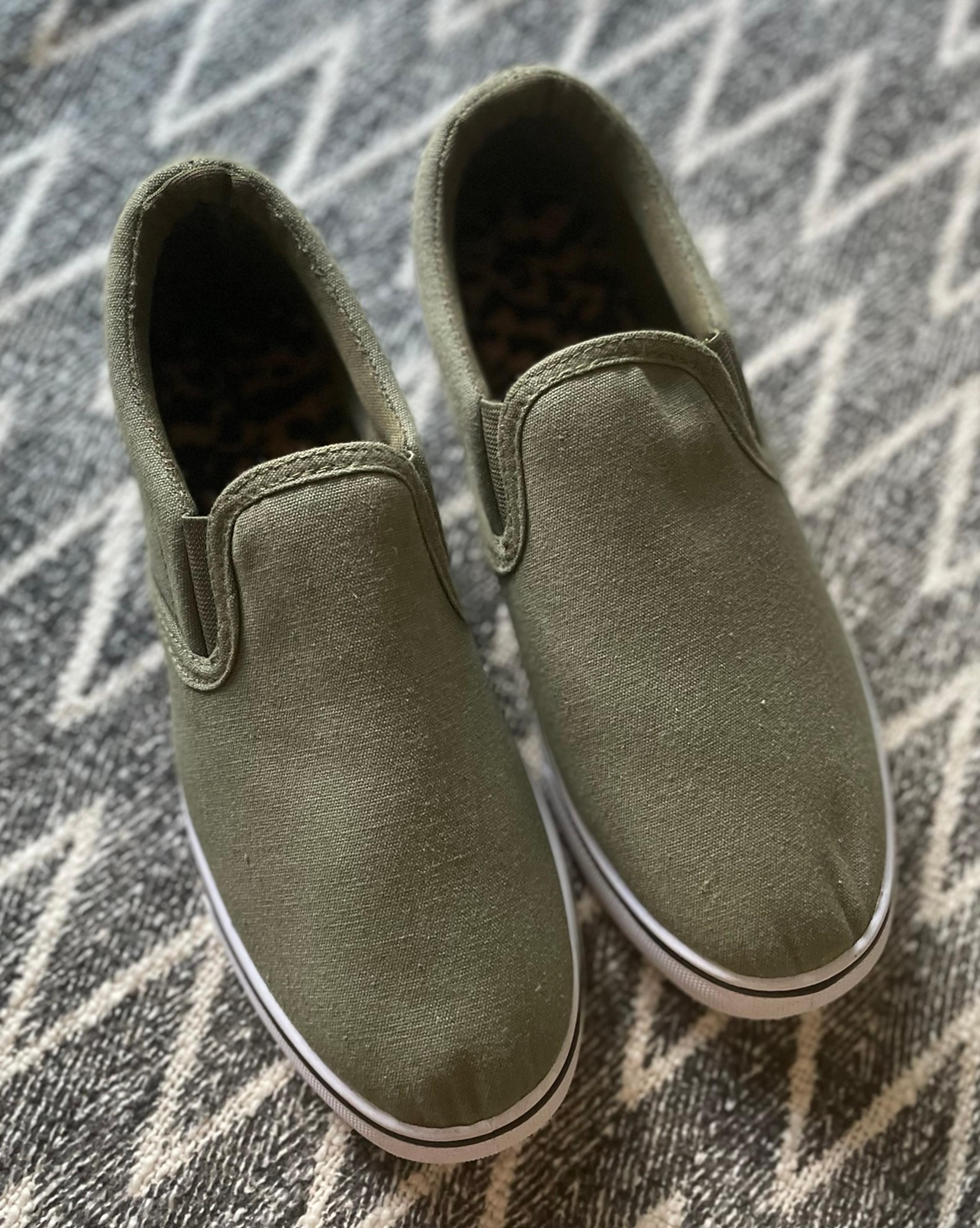 CHARLES ALBERT Green canvas slip-on sneakers