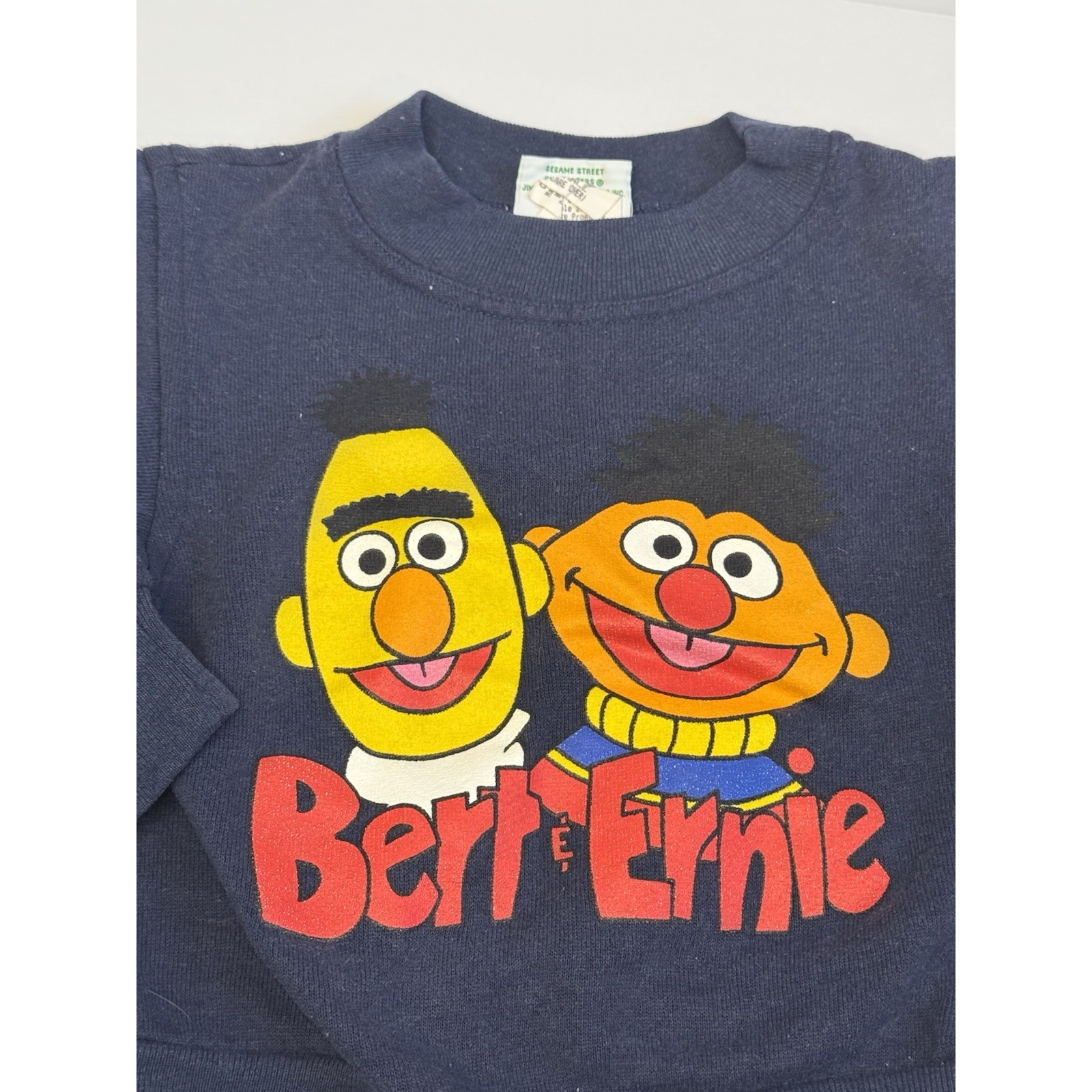 Vtg 80s Sesame Street Navy Blue Bert Ernie Soft Sweatshirt Sz 4 Cotton/Poly Y2K