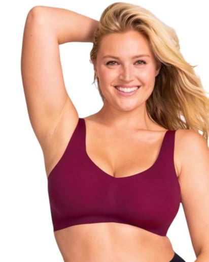 Honeylove V-Neck Bra Wireless Burgundy 1X
