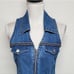 Vintage 90s Route 66 Sleeveless Full-zip Fitted Chambray Denim Mini Dress Medium