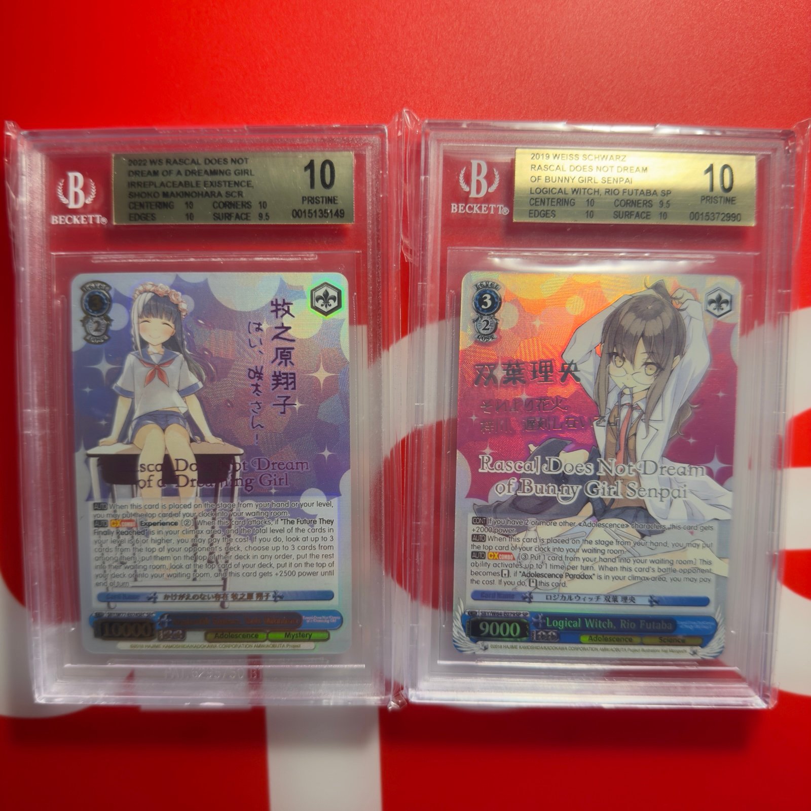 2x Bunny Girl Senpai Weiss Schwarz BGS 10 Slabs