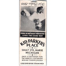 Kid Parker's Place Sault Ste Marie MI Boxing Vintage Matchbook Cover SF4-Y5