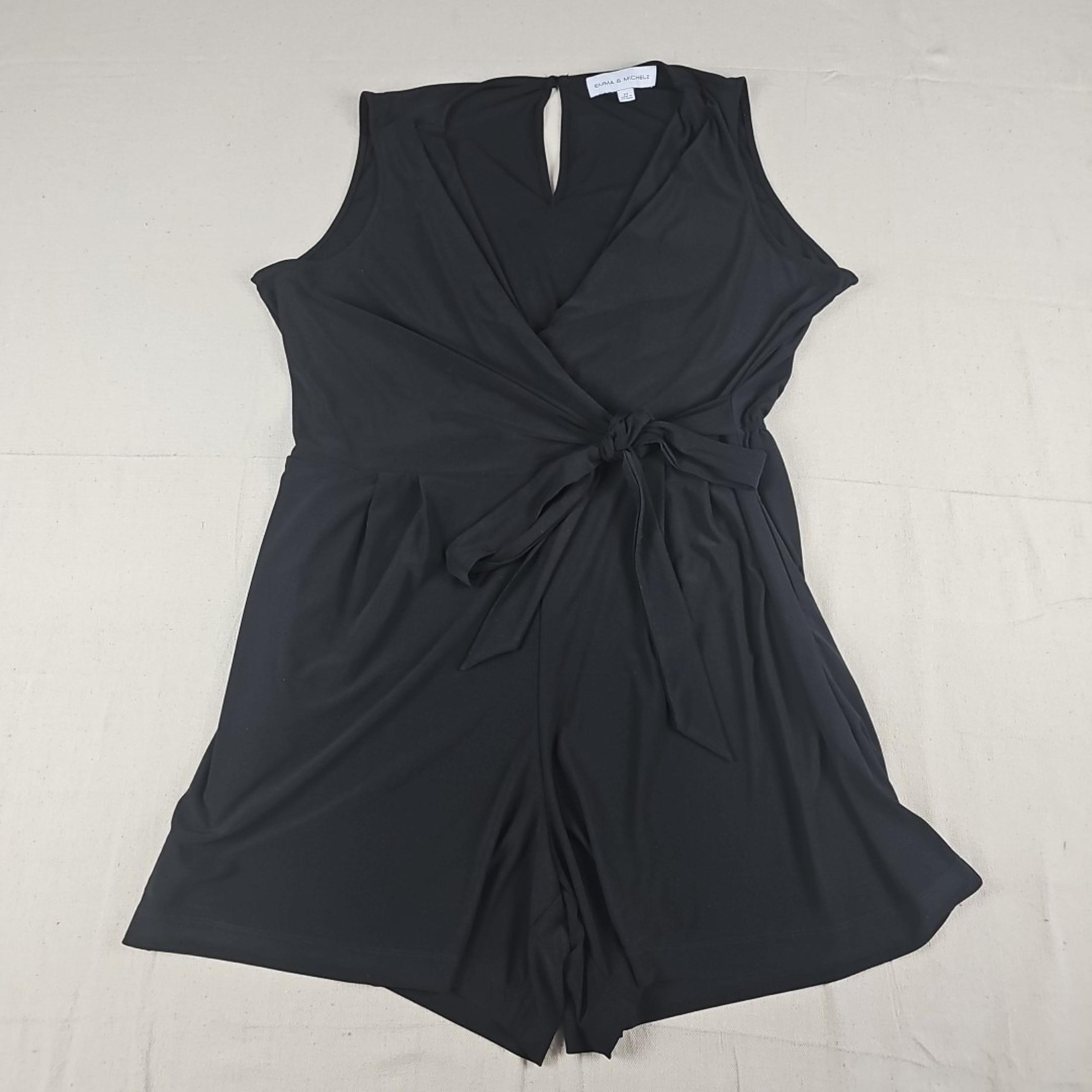 Emma & Michele Stretch Retro Romper Jumper Shorts Black Women's Size 2X