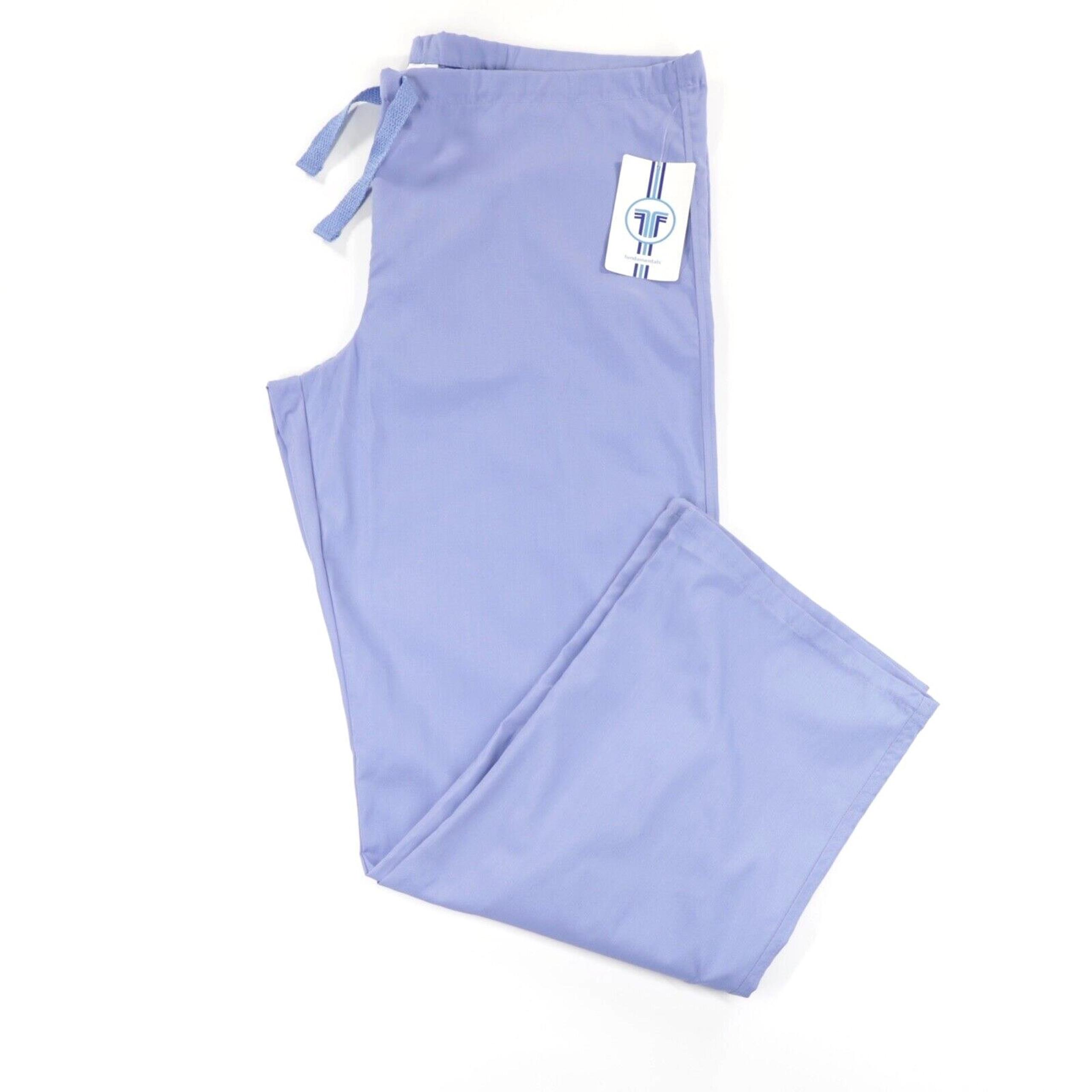 Fundamentals Unisex Drawstring Waist Pocket Scrub Pants Light Blue Size M