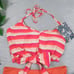 KORTNI JEANE Tied-Up Top & Ribbed Ruched Bottoms Swimsuit Bikini Set Small NEW