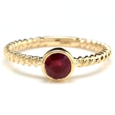 14k Yellow Gold 0.80Ct Natural Round Red Ruby Bezel Solitaire Ring