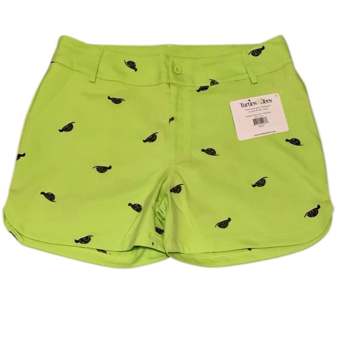 Turtles & Tees Green Golf Everyday Turtle Shorts Girl’s Size 14/16 Pockets New