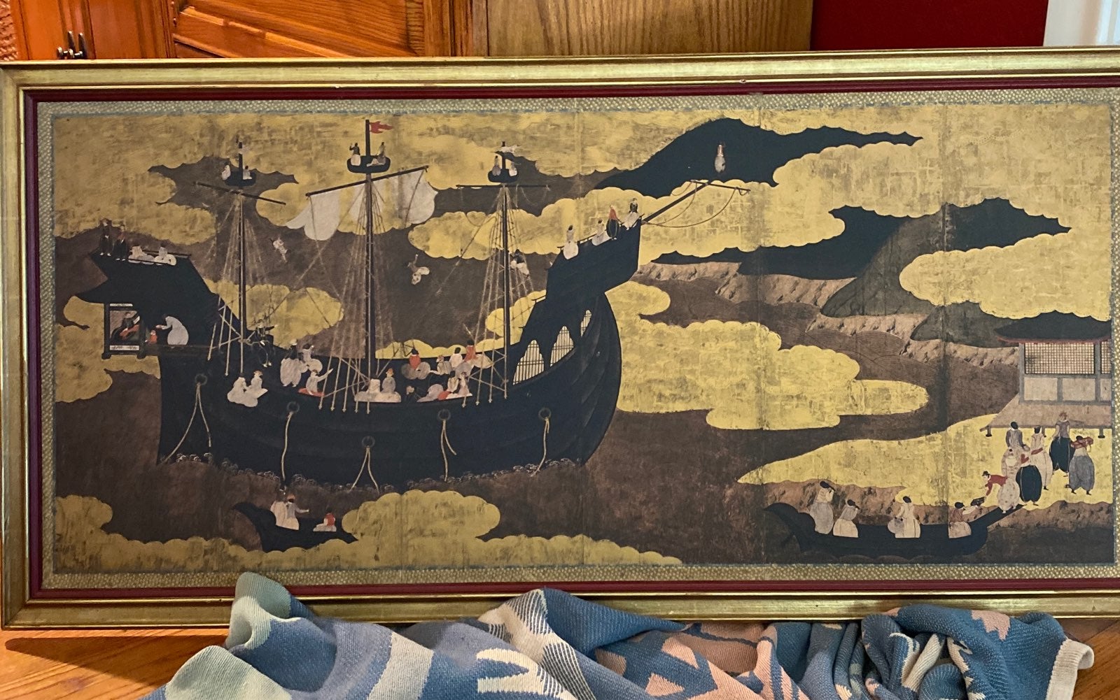 Portugese Ship Entering a Japanese Harbor