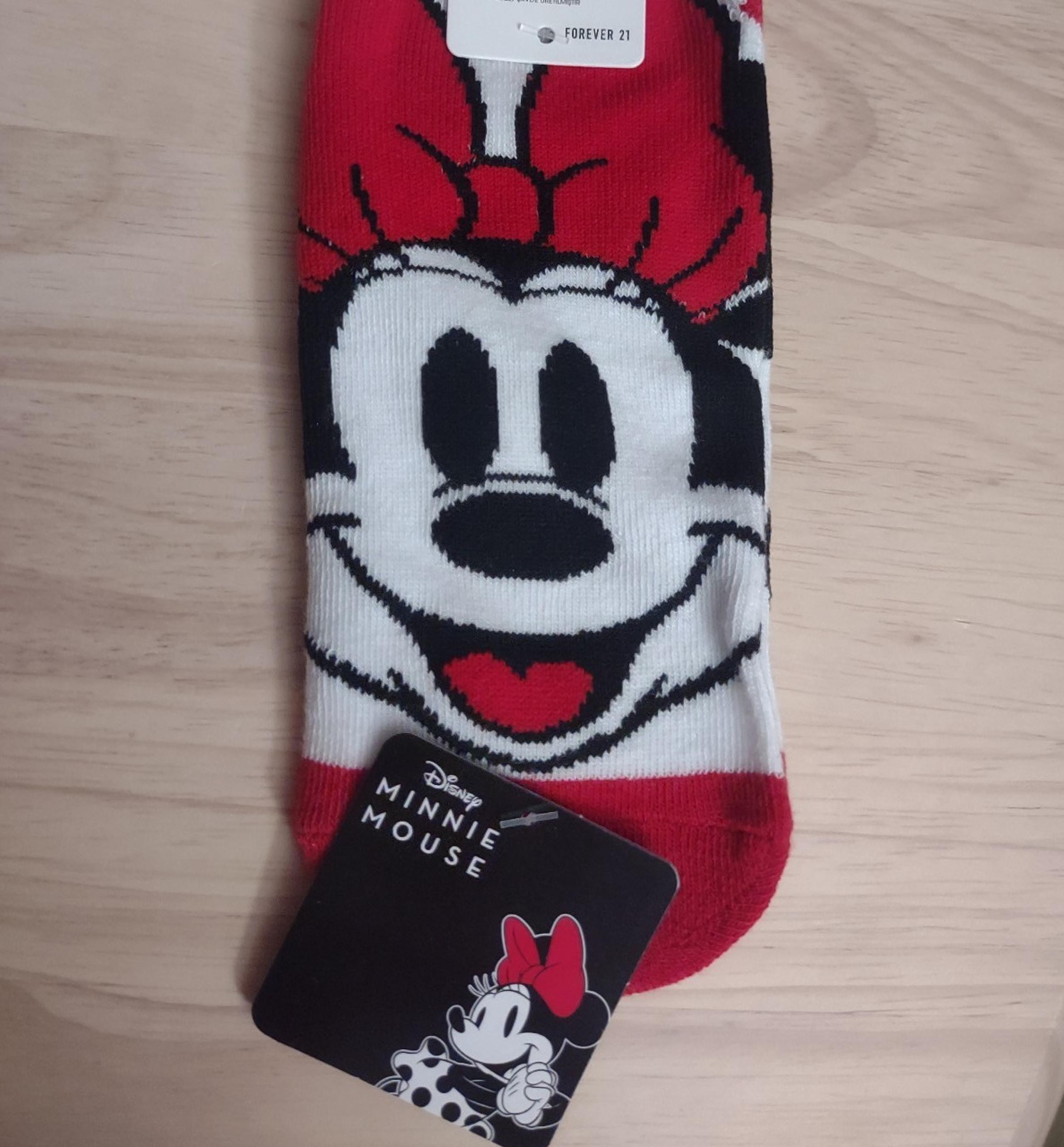 Minnie Mouse Disney Red Black White Print Women's Socks Y2K
