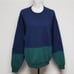 Vintage 90s Russell Athletic Blue Green Colorblock Fleece Crewneck Sweatshirt XL