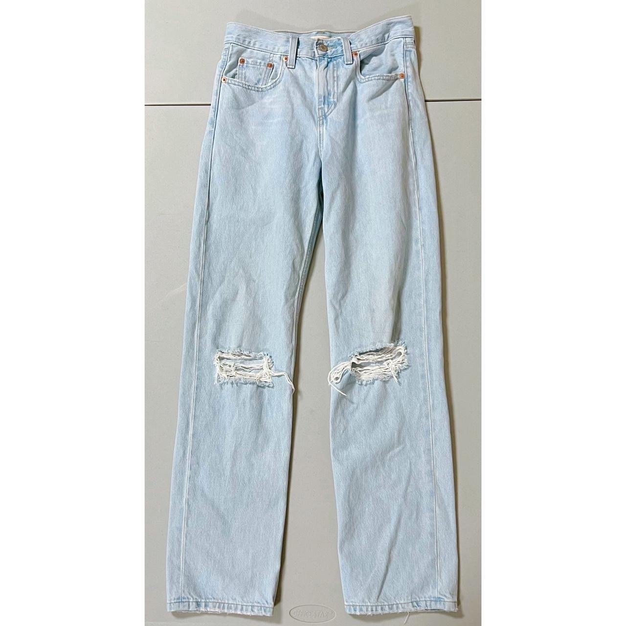 Levi’s Light Blue Low Pro Straight-Leg Distressed Denim Jeans Pants Bottoms 24