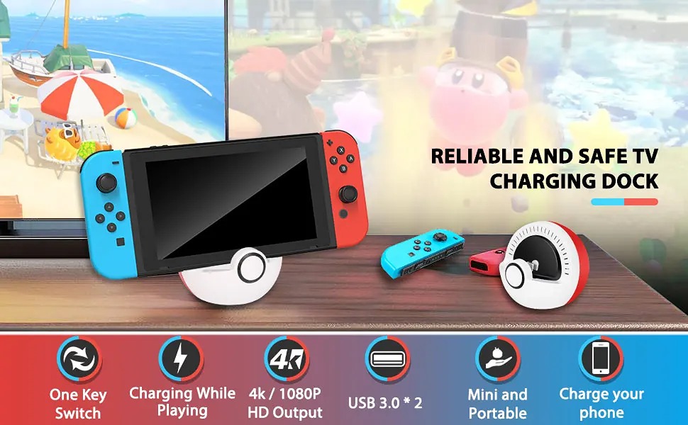 Switch TV Base For Switch/Switch OLED, Portable Switch Docking Station Base 4K
