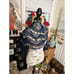 VTG Egyptian Chiffon Dangle Coin Navy Blue Belly Dance Hip Scarf.