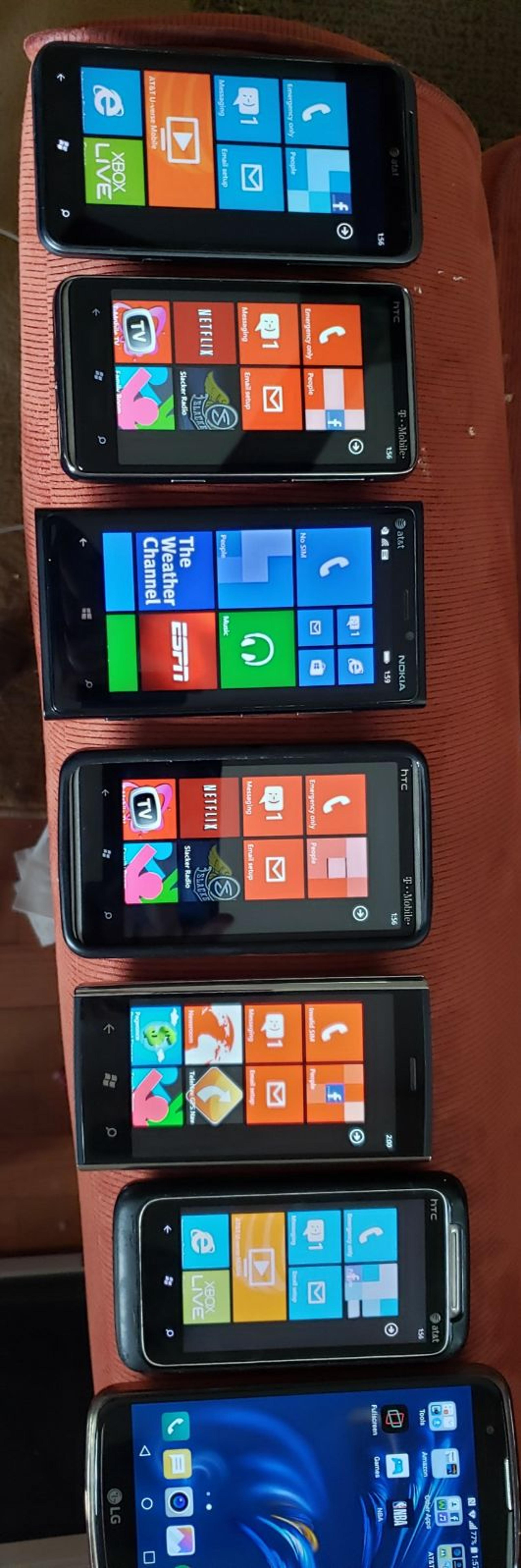 7 windows phones and 1 android