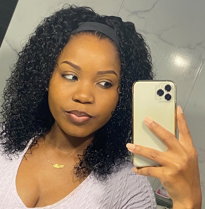Natural curly headband wig