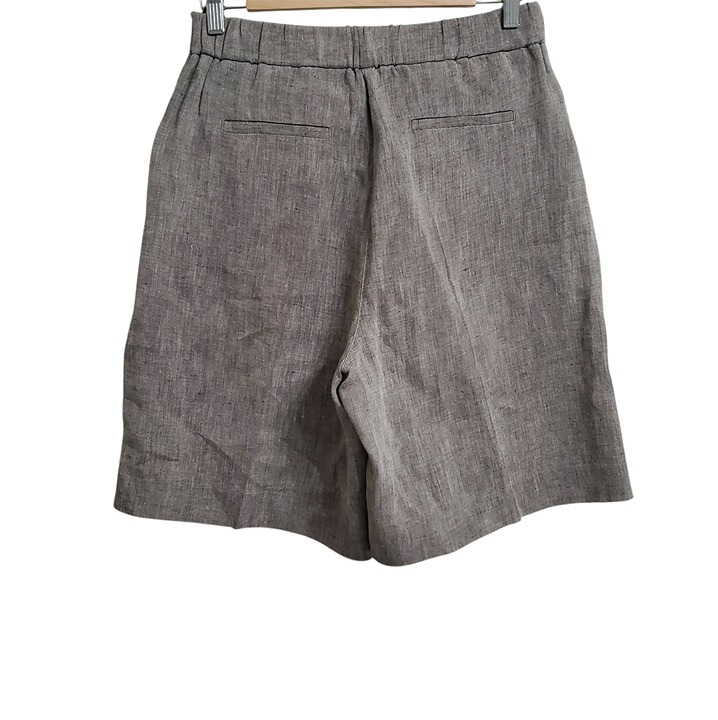 Peserico Womens Bermuda Linen Shorts Size 44 US8 Brown High