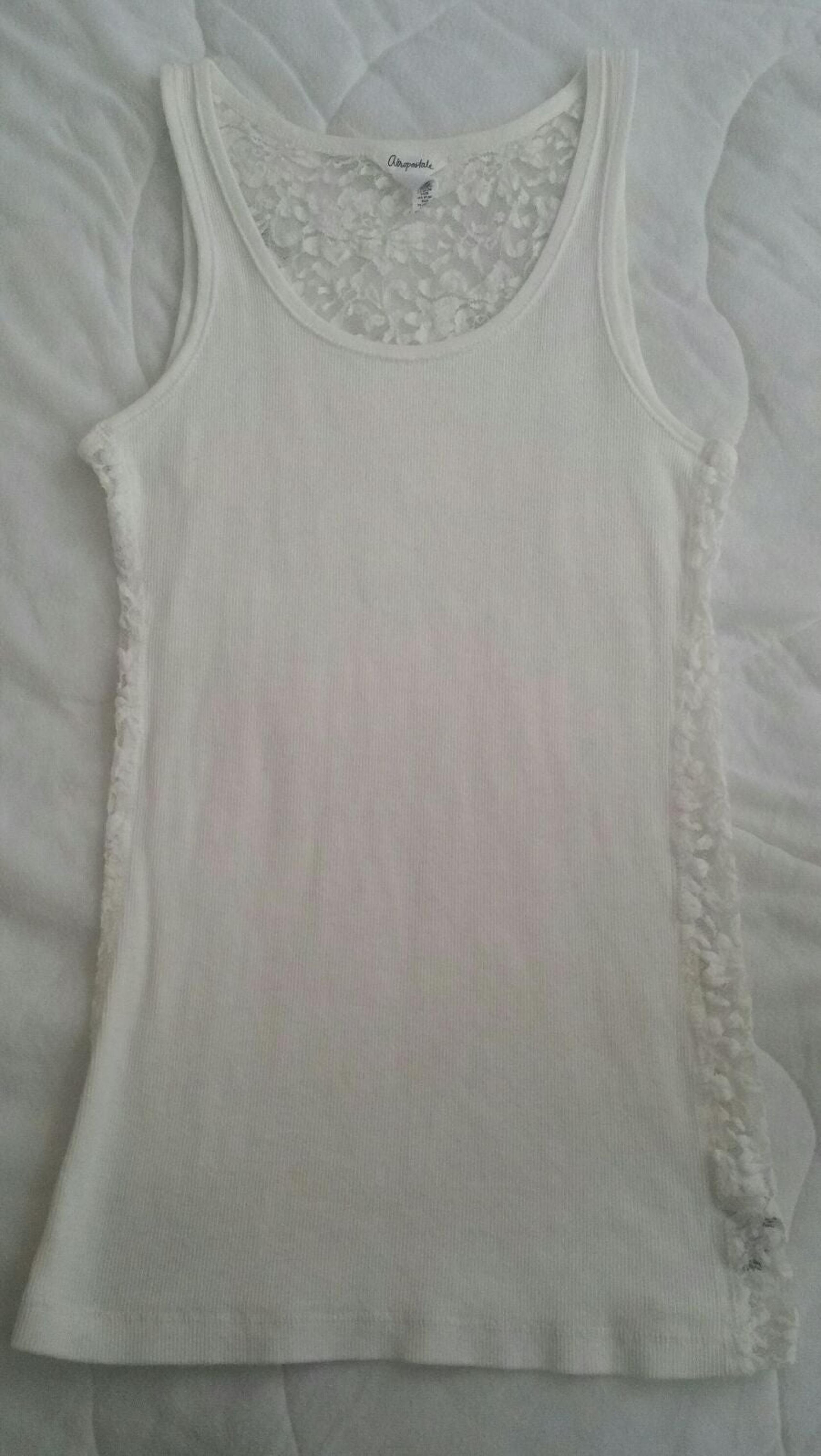 Aeropostle White Tank Top- Lace Back