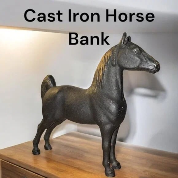 Vintage Cast Iron Horse Coin Bank~ Art Smithy~ Unique Find (H)