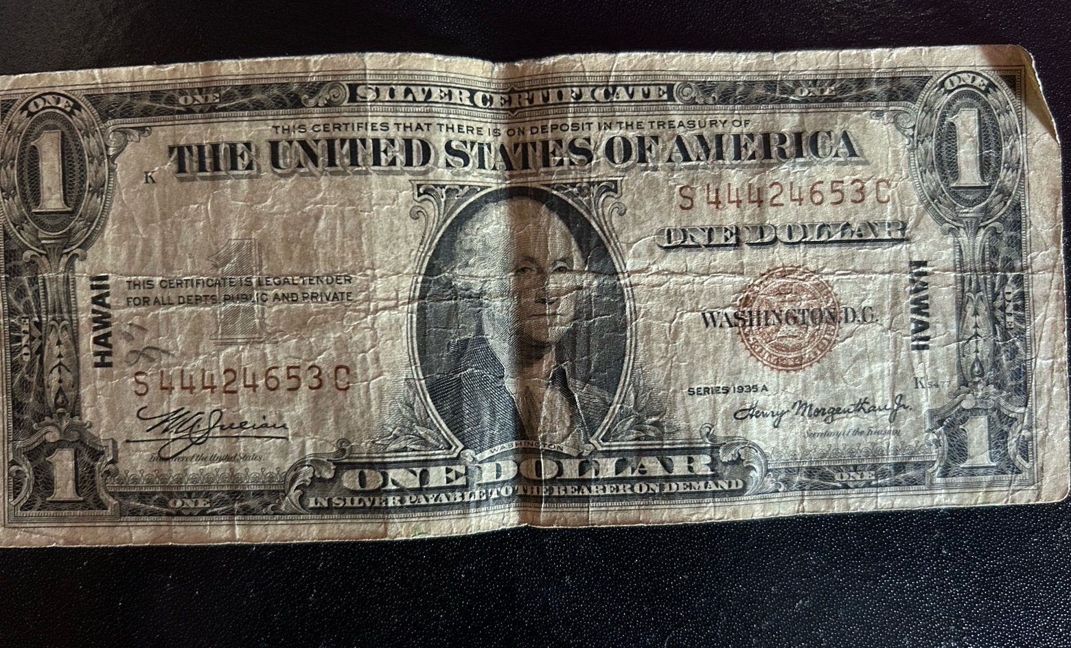1935 Hawaii Dollar Emergency Issue Vintage WWII US Paper Money